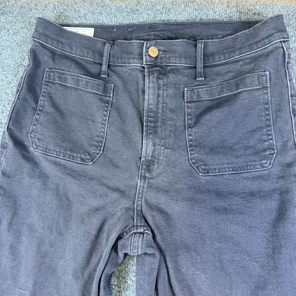 GAP 70s Flare Jeans Women 34x31 Gray Denim Cotton Stretch High Rise Patch Pocket